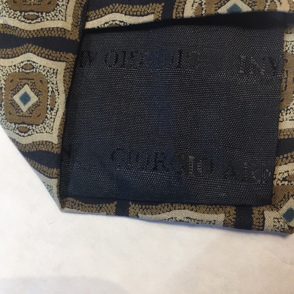 Giorgio Armani Caratte dark blue with antique gold & beige stylized pattern tie. - Picture 8 of 9